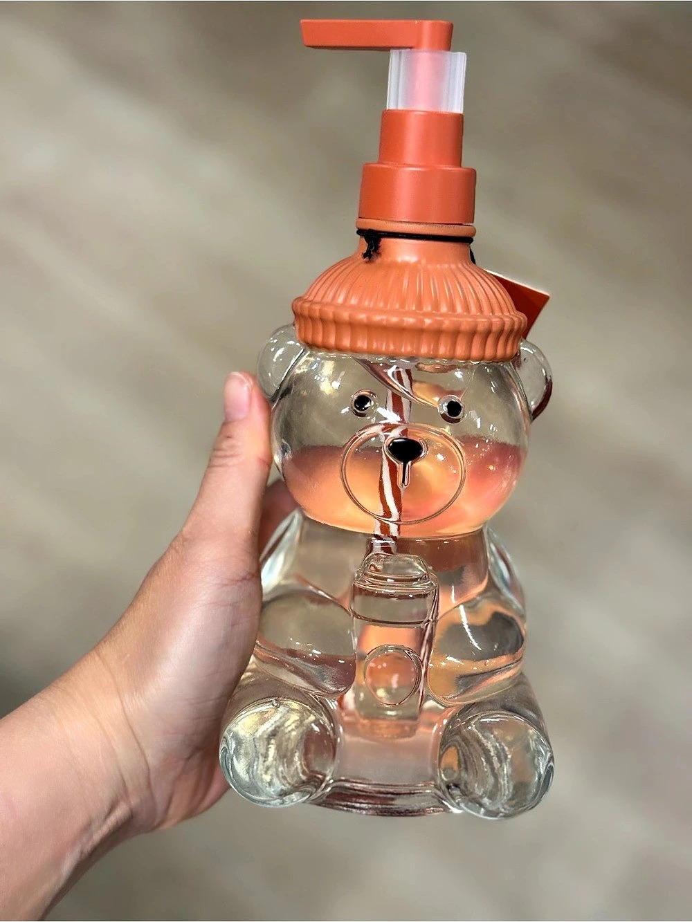 Bear Pump Bath Dispenser in Orange & Clear Like New